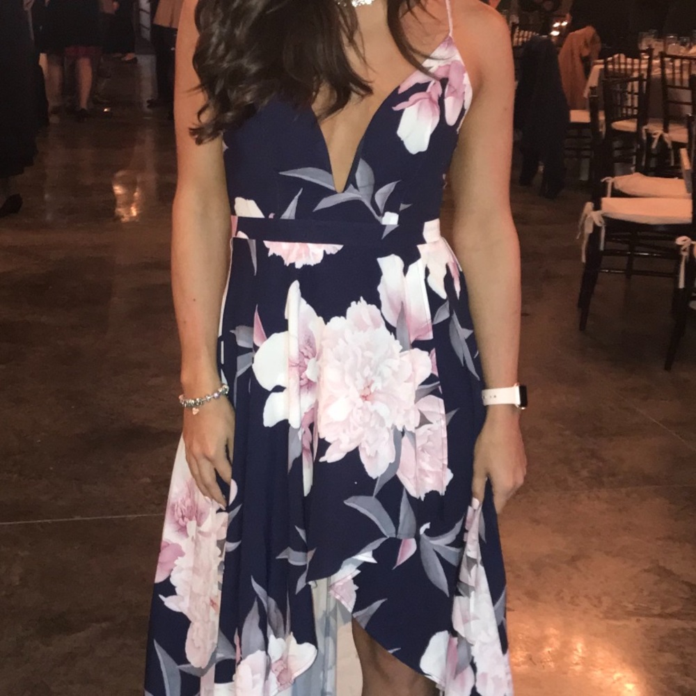 Saved By the Dress high low navy floral dress